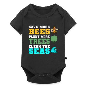 Save More Bees Plant More Trees Clean The Seas - Baby Premium short-sleeve bodysuit - black - Front