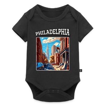 Vintage Philadelphia Retro Design - Baby Premium Kurzarmbody - Schwarz - Vorne