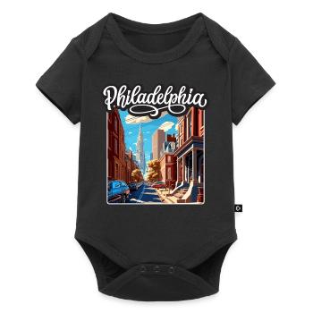 Design rétro vintage de Philadelphie - Body à manches courtes Premium Bébé - noir - Devant