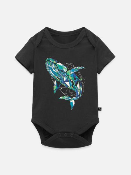 Abstrakter Wal Kunstwerk Geometrische Ozean Farben - Baby Premium Kurzarmbody - Schwarz