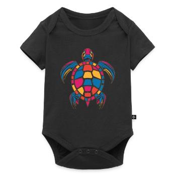Colorful turtle artwork - Baby Premium short-sleeve bodysuit - black - Front