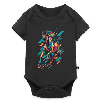 Conception géométrique colorée du cheval - Body à manches courtes Premium Bébé - noir - Devant