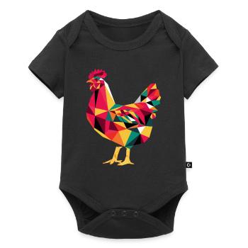 Geometric Farm Animal Graphic Chicken - Baby Premium short-sleeve bodysuit - black - Front