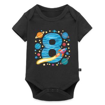 8th Birthday Boys 8 Years Planet Birthday - Baby Premium short-sleeve bodysuit - black - Front