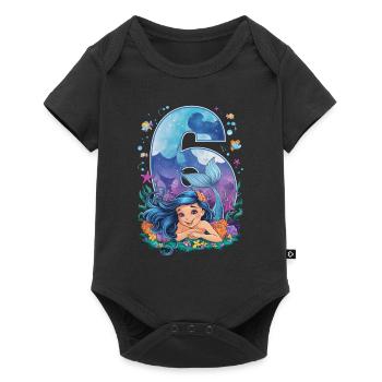 6th Birthday Girl 6 Years Mermaid Party - Baby Premium short-sleeve bodysuit - black - Front