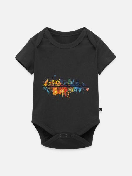 Wuppertal - Baby Premium Kurzarmbody - Schwarz
