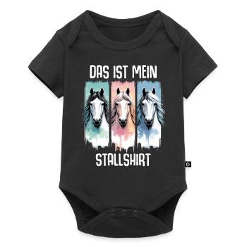 Pferde Stall Geschenk Gbeurtstag Reiten - Baby Premium Kurzarmbody - Schwarz - Vorne