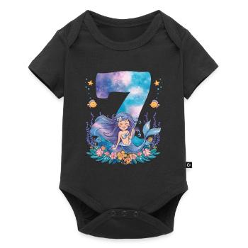 7th Birthday Girl 7 Years Mermaid Party - Baby Premium short-sleeve bodysuit - black - Front