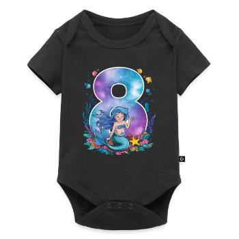 8th Birthday Girl 8 Years Mermaid Party - Baby Premium short-sleeve bodysuit - black - Front