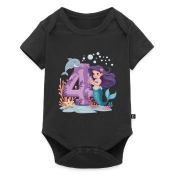 4ème anniversaire fille 4 ans sirène fête - Body à manches courtes Premium Bébé - noir - Devant