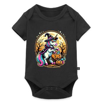 Funny Witch Unicorn Halloween Trick or Treat - Baby Premium short-sleeve bodysuit - black - Front