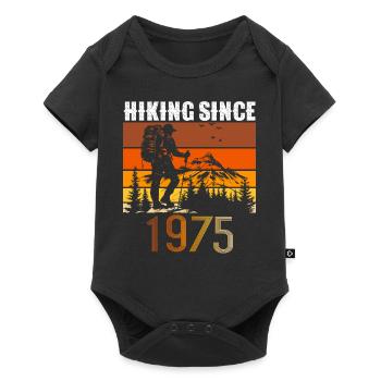 Hiking since 1975, Vintage Birthday Gift - Baby Premium short-sleeve bodysuit - black - Front