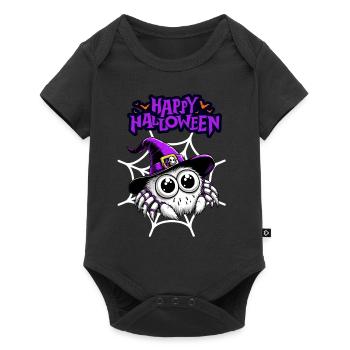 Happy Halloween Araignée Sorcière Sorcière Chapeau Enfants Drôle - Body à manches courtes Premium Bébé - noir - Devant
