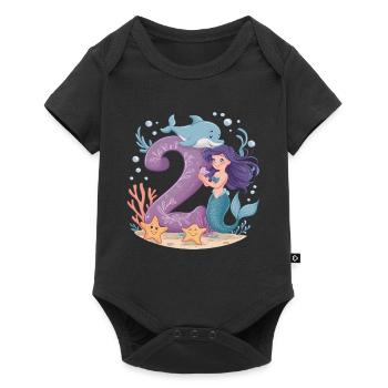 2ème anniversaire fille 2 ans sirène fête - Body à manches courtes Premium Bébé - noir - Devant