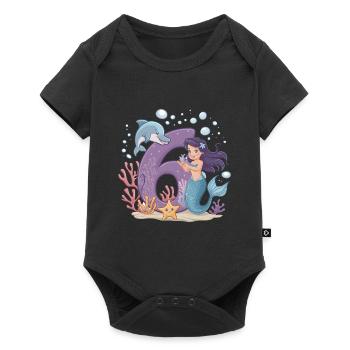 6th Birthday Girl 6 Years Mermaid Party - Baby Premium short-sleeve bodysuit - black - Front