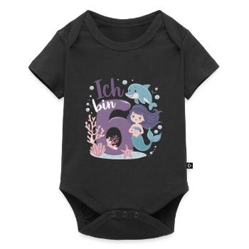 6th Birthday Girl 6 Years Mermaid Party - Baby Premium short-sleeve bodysuit - black - Front