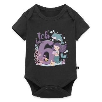 6th Birthday Girl 6 Years Mermaid Party - Baby Premium short-sleeve bodysuit - black - Front