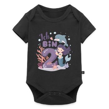 2ème anniversaire fille 2 ans sirène fête - Body à manches courtes Premium Bébé - noir - Devant