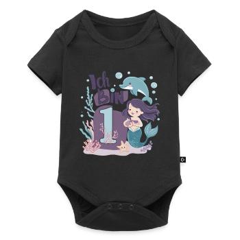 1er anniversaire fille 1 an sirène fête - Body à manches courtes Premium Bébé - noir - Devant