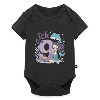 9th Birthday Girl 9 Years Mermaid Party - Baby Premium short-sleeve bodysuit - black - Front