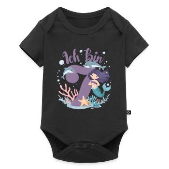 7th Birthday Girl 7 Years Mermaid Party - Baby Premium short-sleeve bodysuit - black - Front