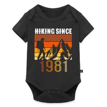 Hiking since 1981, Vintage Birthday Gift - Baby Premium short-sleeve bodysuit - black - Front