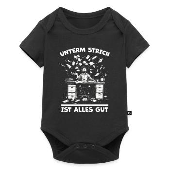 Chaos am Schreibtisch - Unterm Strich Alles Gut` - Baby Premium Kurzarmbody - Schwarz - Vorne