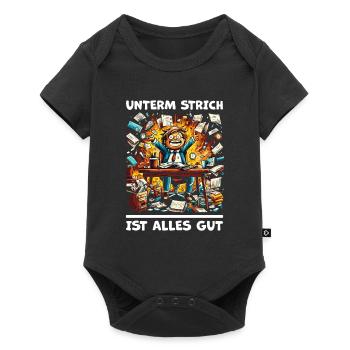 Chaos am Schreibtisch - Unterm Strich Alles Gut` - Baby Premium Kurzarmbody - Schwarz - Vorne
