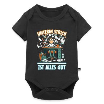 Chaos am Schreibtisch - Unterm Strich Alles Gut` - Baby Premium Kurzarmbody - Schwarz - Vorne