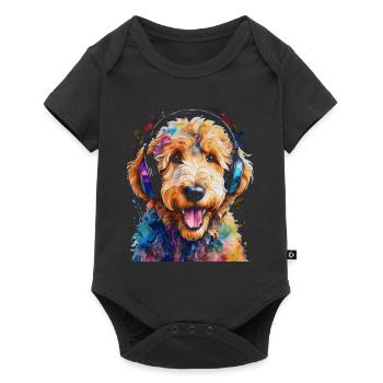 Goldendoodle Casque Chien Animal Design Imprimer - Body à manches courtes Premium Bébé - noir - Devant