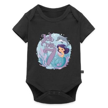 7th Birthday Girl 7 Years Mermaid Party - Baby Premium short-sleeve bodysuit - black - Front