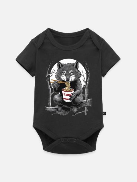 Wolf - Baby Premium Kurzarmbody - Schwarz