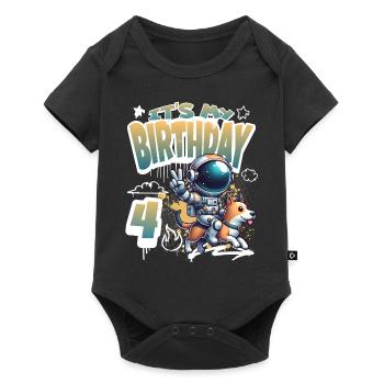 Astronaute 4e anniversaire Chien de l'espace drôle - Body à manches courtes Premium Bébé - noir - Devant