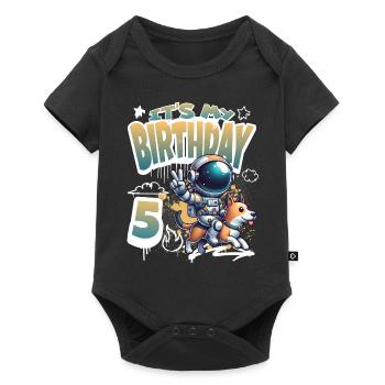 Astronaute 5e anniversaire Chien de l'espace drôle - Body à manches courtes Premium Bébé - noir - Devant