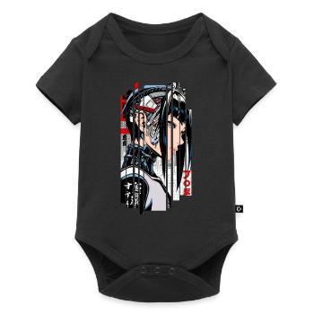 Woman Cyborg ninja bleu Géométrique - Body à manches courtes Premium Bébé - noir - Devant