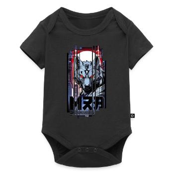 Loup argent cyborg Géométrique - Body à manches courtes Premium Bébé - noir - Devant