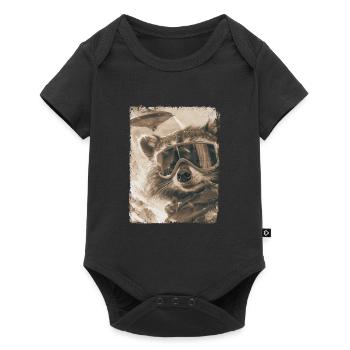 OVNI rétro vintage étrange Alien Ski raton laveur - Body à manches courtes Premium Bébé - noir - Devant