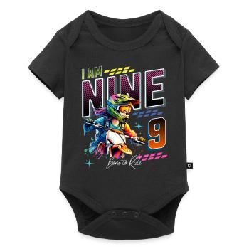 9e anniversaire des filles de motocross - Body à manches courtes Premium Bébé - noir - Devant