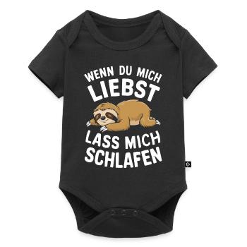 Faultier Faultiere Tier Schlafen Faul - Baby Premium Kurzarmbody - Schwarz - Vorne