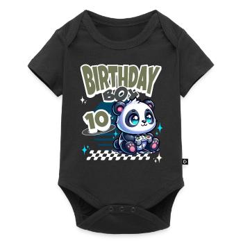 10e anniversaire Enfants Anniversaire Gaming Panda - Body à manches courtes Premium Bébé - noir - Devant