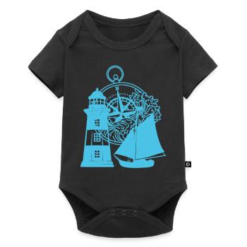 Maritime Compass Lighthouse Sailing Ship Ship - Baby Premium short-sleeve bodysuit - black - Front