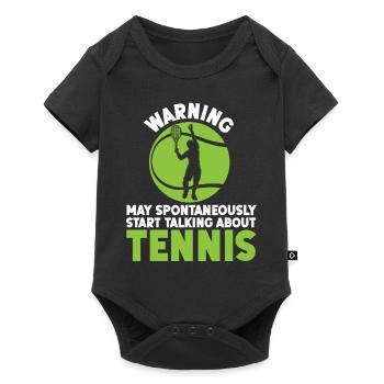 Avertissement de raquette de joueur de tennis drôle - Body à manches courtes Premium Bébé - noir - Devant