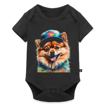 Casquette Snapback Poméranienne Poméranie Imprimé Chien - Body à manches courtes Premium Bébé - noir - Devant