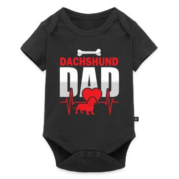 Dackel Teckel Kurzhaardackel Dachshund Papa Vater - Baby Premium Kurzarmbody - Schwarz - Vorne