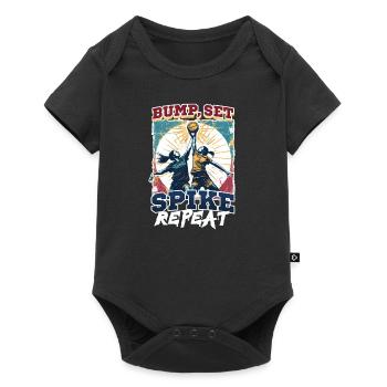 Lustiger Volleyball Stoß, Satz, Spike, Wiederholung - Baby Premium Kurzarmbody - Schwarz - Vorne