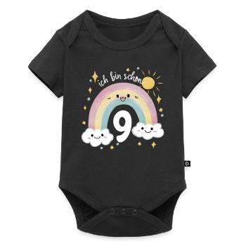 9th Birthday Shirt Rainbow Cloud - Baby Premium short-sleeve bodysuit - black - Front