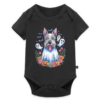 Cute Dog In Halloween Ghost Costume With - Baby Premium short-sleeve bodysuit - black - Front