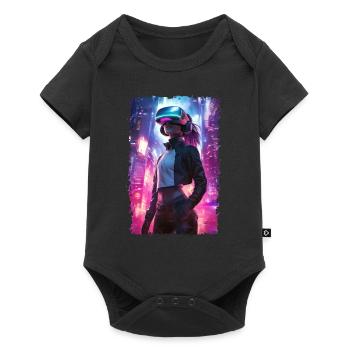 Cyberpunk VR Girl - Futuristic Virtual Reality - Baby Premium short-sleeve bodysuit - black - Front