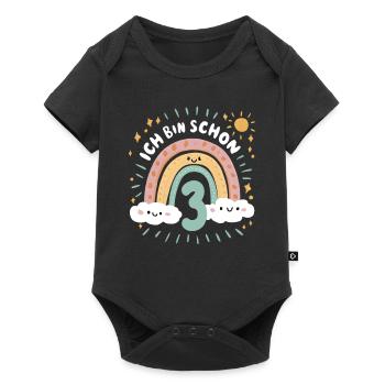 3rd Birthday Shirt Rainbow Cloud - Baby Premium short-sleeve bodysuit - black - Front