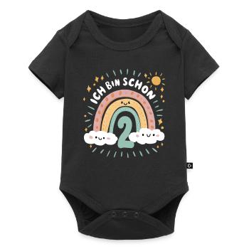 2nd Birthday Shirt Rainbow Cloud - Baby Premium short-sleeve bodysuit - black - Front